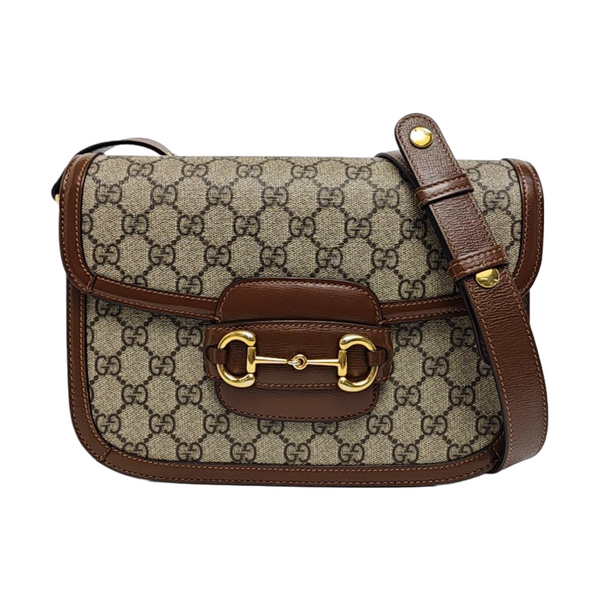 Horsebit 1955 Medium Monogram Coated Canvas Beige