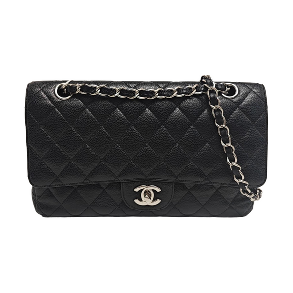 CLASSIC FLAP Medium Quilted Grained Calfskin Black