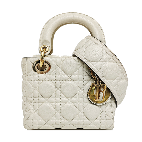 Lady Dior Mini Piel de Cordero Blanca