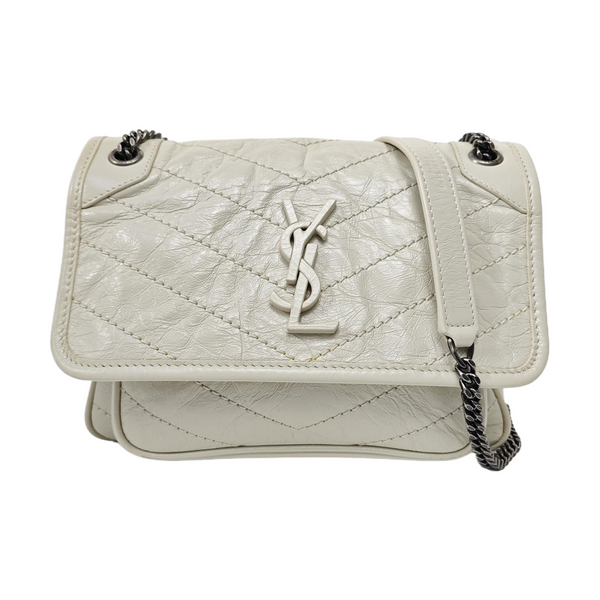 NIKI Small Chevron Calfskin White
