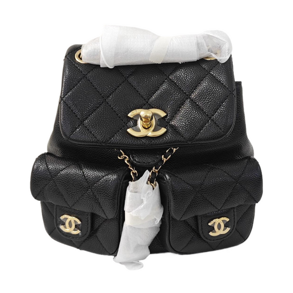 DUMA Small Quilted Grained Calfskin Black