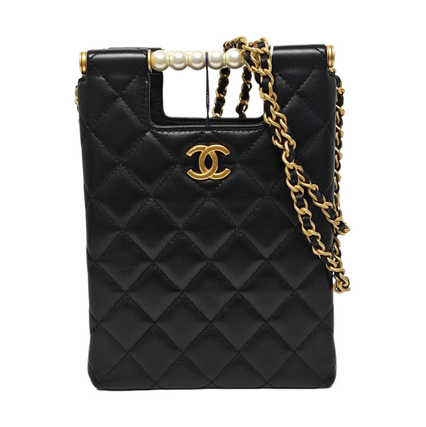 Quilted Lambskin Shoulder Bag Black