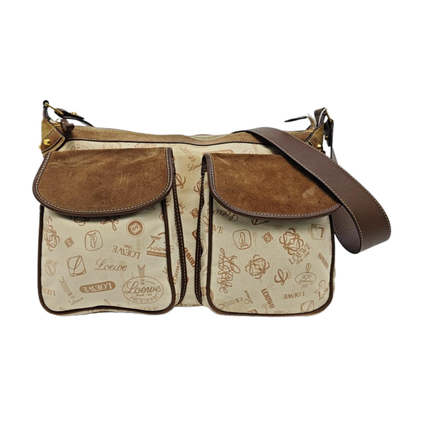 Monogram Canvas Shoulder Bag Beige