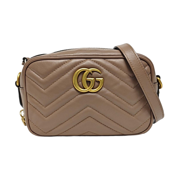 GG Marmont Mini Quilted Calfskin Beige
