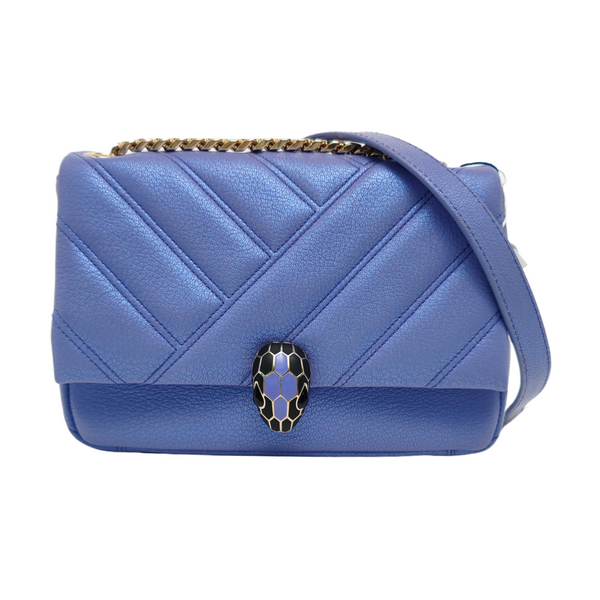 SERPENTI CABOCHON Small Quilted Lambskin Blue