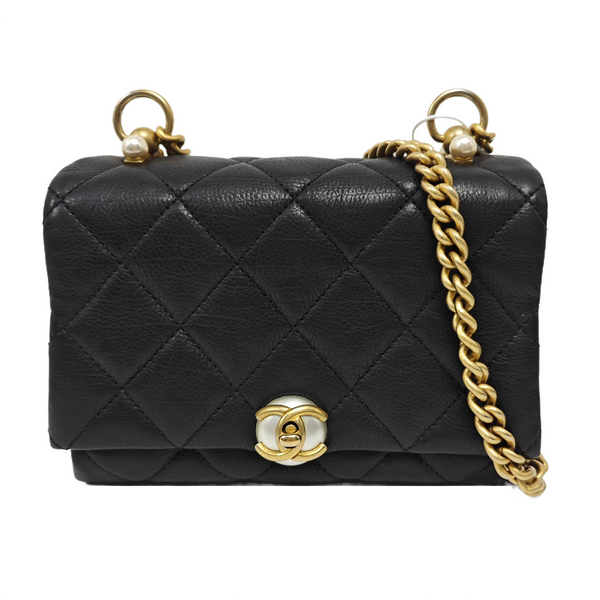 Quilted Calfskin Shoulder Bag Black