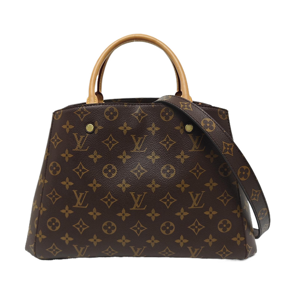 MONTAIGNE MM Monogram Coated Canvas Brown