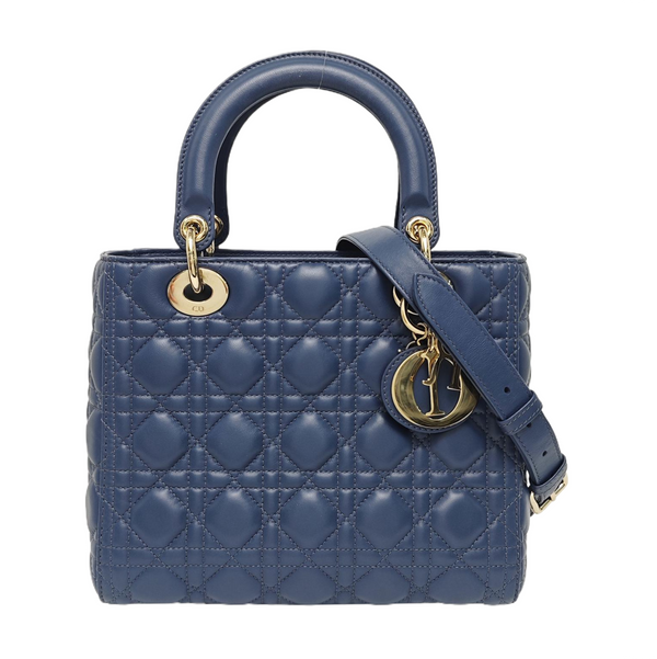 Lady Dior Medium Cannage Lambskin Blue