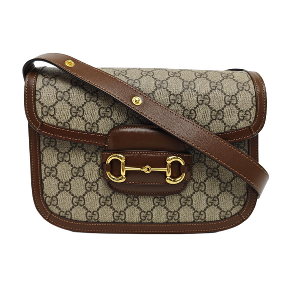 Horsebit 1955 Medium Monogram Coated Canvas Beige