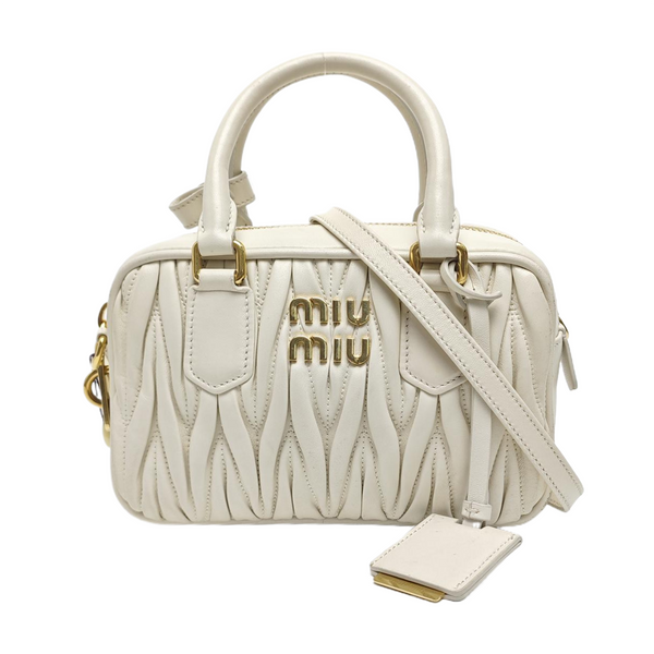 Arcadie Matelassé Mini Quilted Lambskin White