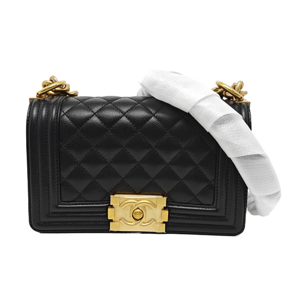 BOY CHANEL Small Quilted Grained Calfskin Black