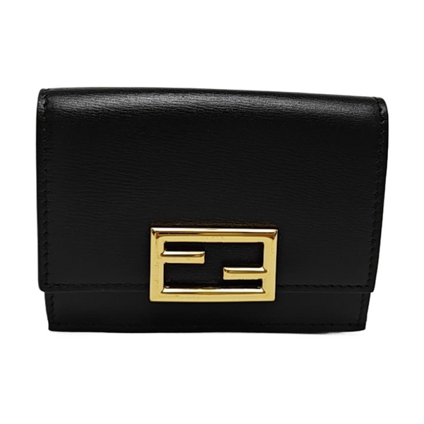Trifold Calfskin Black Wallet