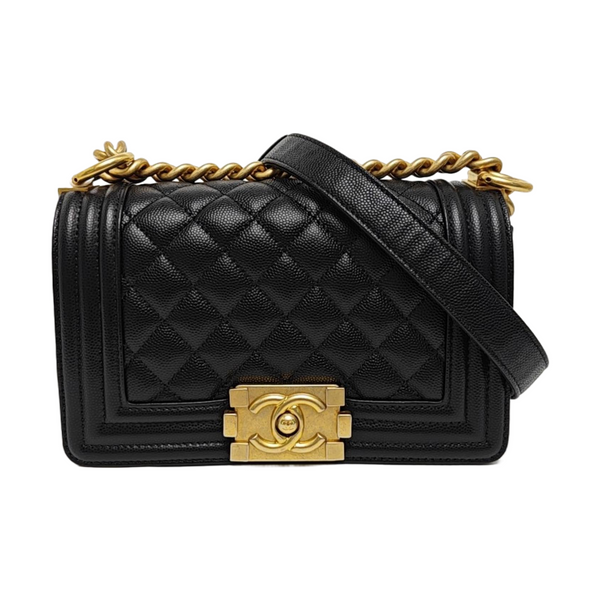 BOY CHANEL Small Quilted Grained Calfskin Black