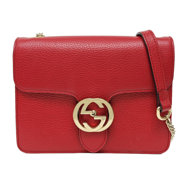 Interlocking G Small Calfskin Red