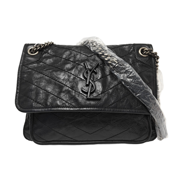 NIKI Medium Chevron Calfskin Black