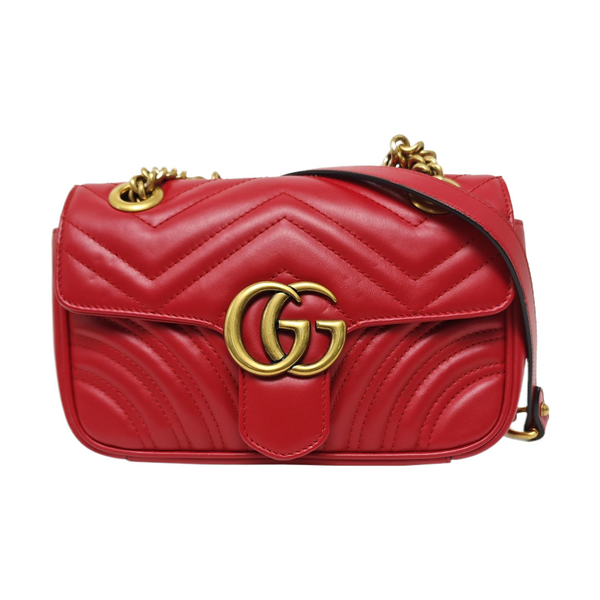 GG Marmont Small Quilted Calfskin Red