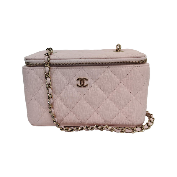 Authenticated pre-owned VANITY CASE Quilted Grained Calfskin Pink - Crossbody Bag at Looply