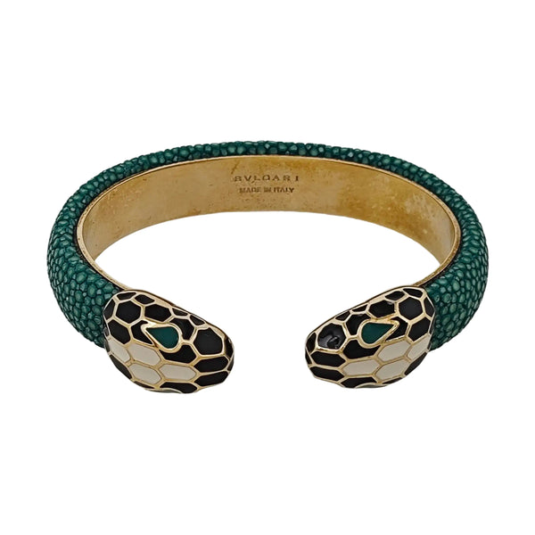 SERPENTI Brass Green Bangle