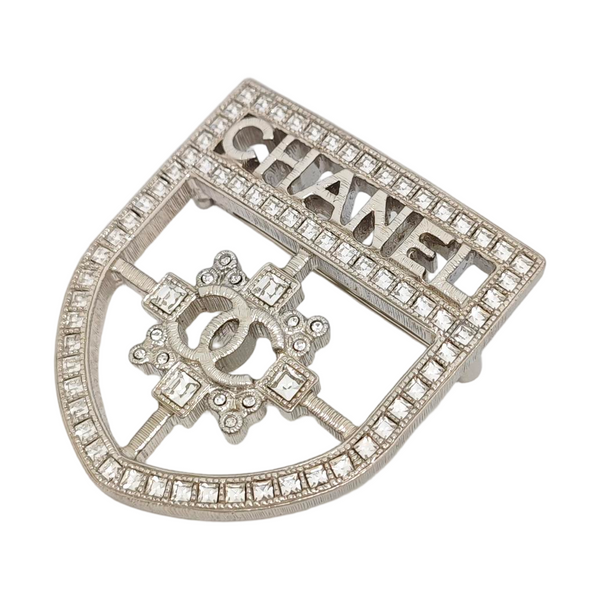 CC Logo Metal Silver Brooch