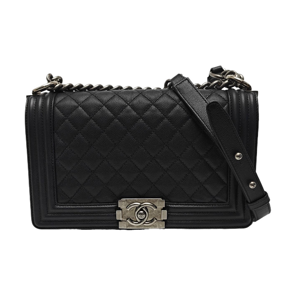 BOY CHANEL Medium Quilted Calfskin Black