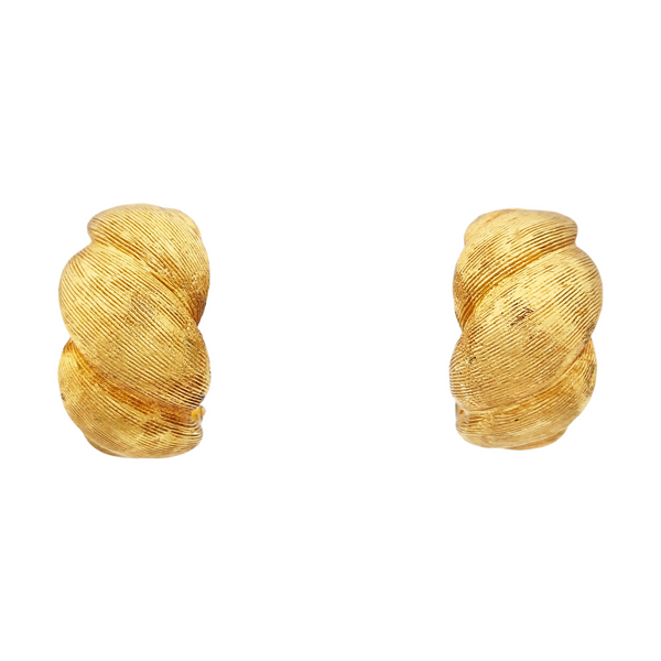Twist Round Metal Gold Clip On Earrings