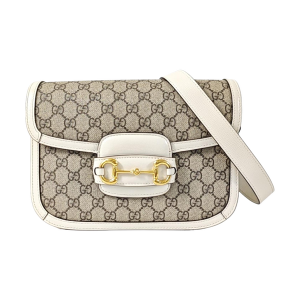 Horsebit 1955 Small Monogram Coated Canvas Beige