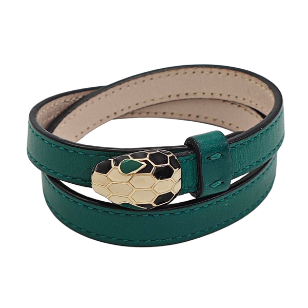 SERPENTI Leather Green Bangle