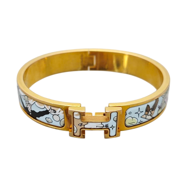 Authenticated pre-owned Clic H Gold Tone Metal Gold Plated Enamel Gold Bracelet - Bracelet at Looply