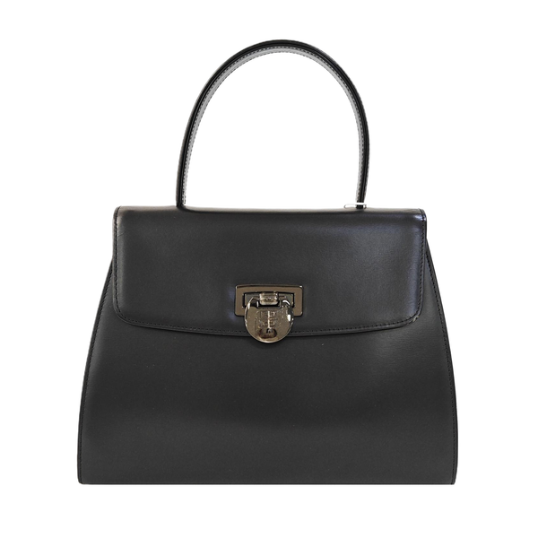 Calfskin Top Handle Bag Black