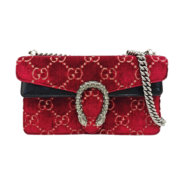 Dionysus Small Monogram Velvet Red