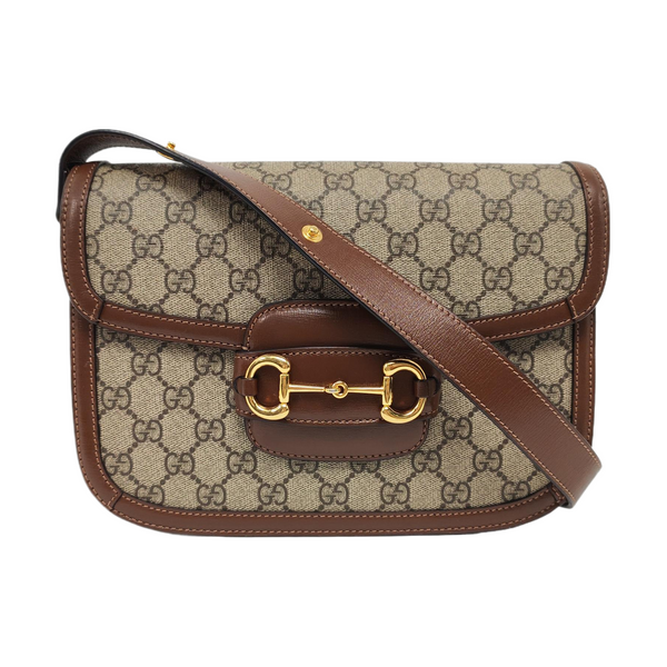 Horsebit 1955 Medium Monogram Coated Canvas Beige