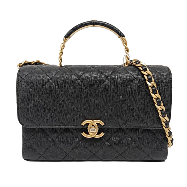 Carry Me Small Quilted Grained Calfskin Black