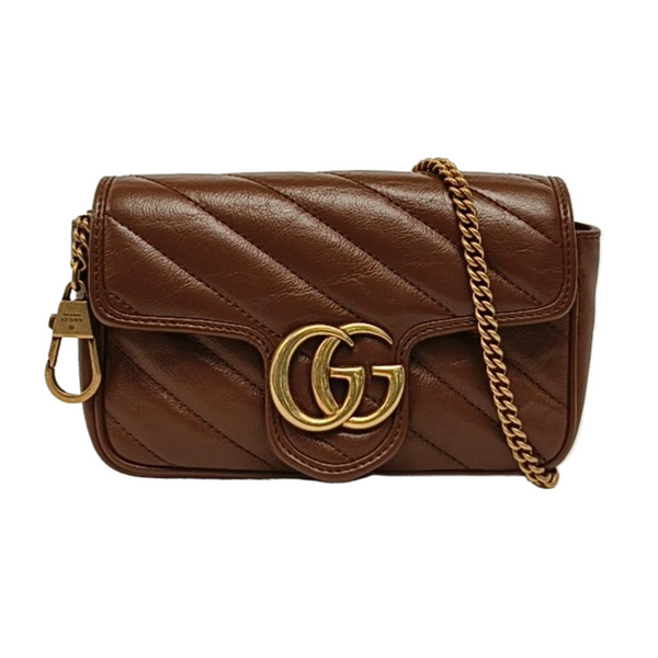 GG Marmont Mini Quilted Calfskin Brown
