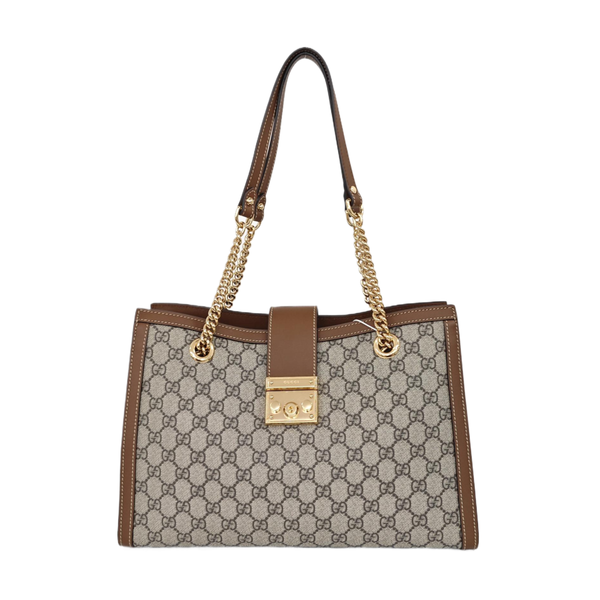 Padlock Medium Monogram Coated Canvas Beige