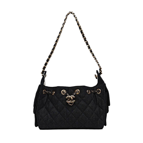 CHANEL 25 Quilted Denim Blue
