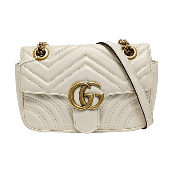 GG Marmont Small Quilted Calfskin White