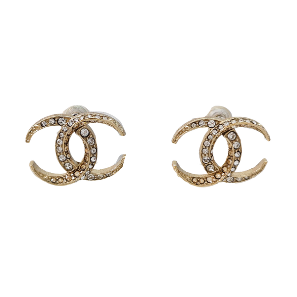 CC Logo Metal Gold Stud Earrings