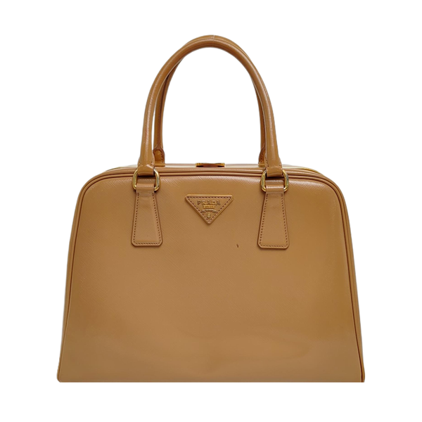 Saffiano Calfskin Top Handle Bag Beige