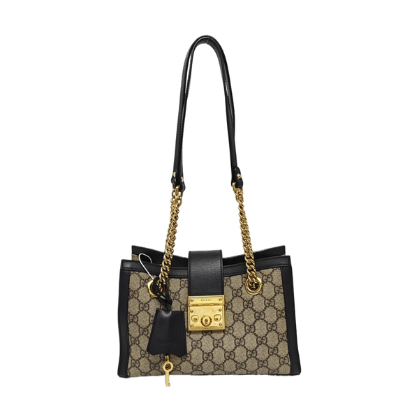 Padlock Small Monogram Coated Canvas Beige