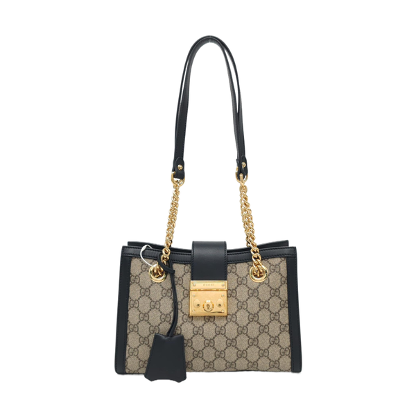 Padlock Small Monogram Coated Canvas Beige