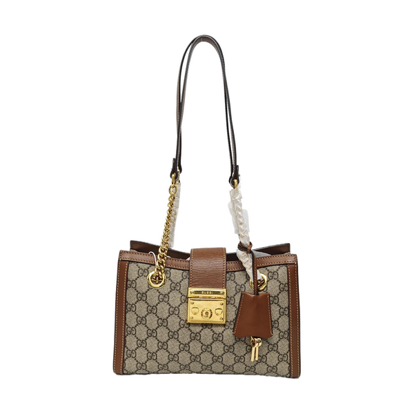 Padlock Small Monogram Coated Canvas Beige