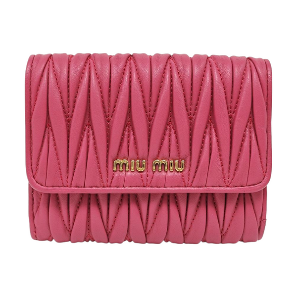 Matelassé Quilted Lambskin Red Card Holder
