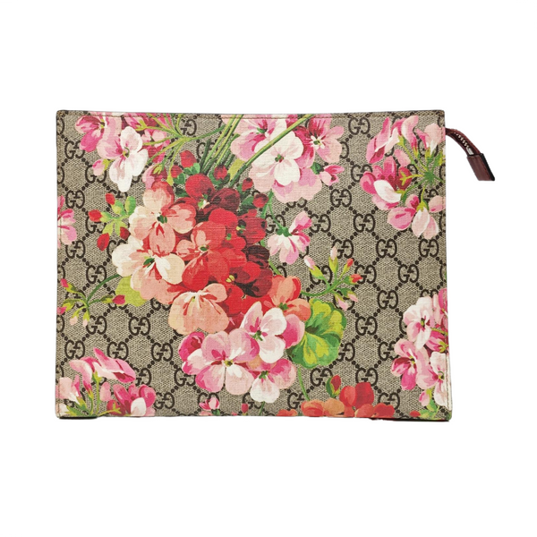 GG Blooms Large Monogram Coated Canvas Beige