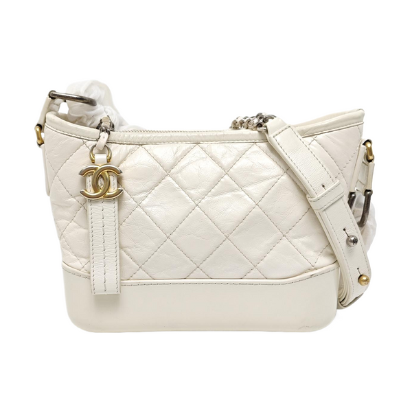 Authenticated pre-owned GABRIELLE Small Quilted Calfskin White - Shoulder Bag at Looply