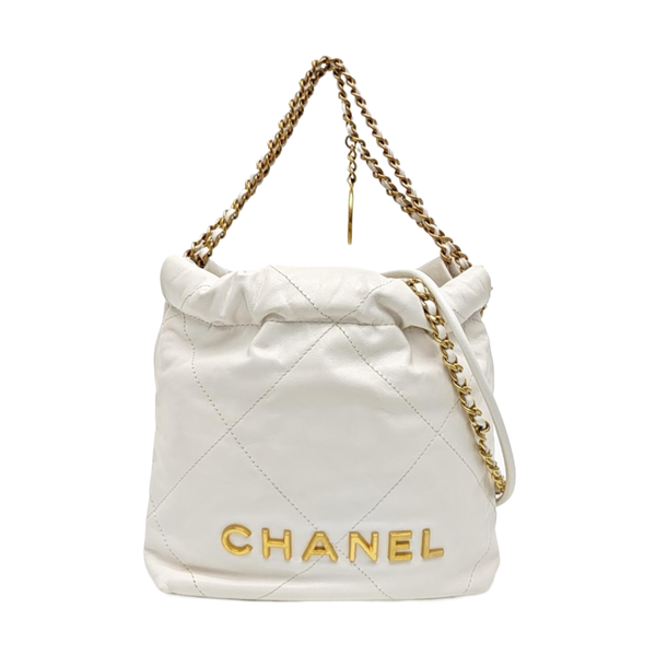 CHANEL 22 Mini Quilted Calfskin White