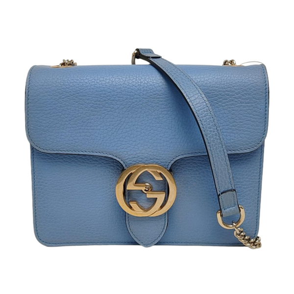 Authenticated pre-owned Interlocking G Small Calfskin Blue - Shoulder Bag at Looply