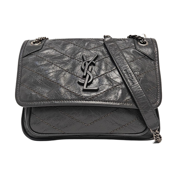 NIKI Small Chevron Calfskin Gray