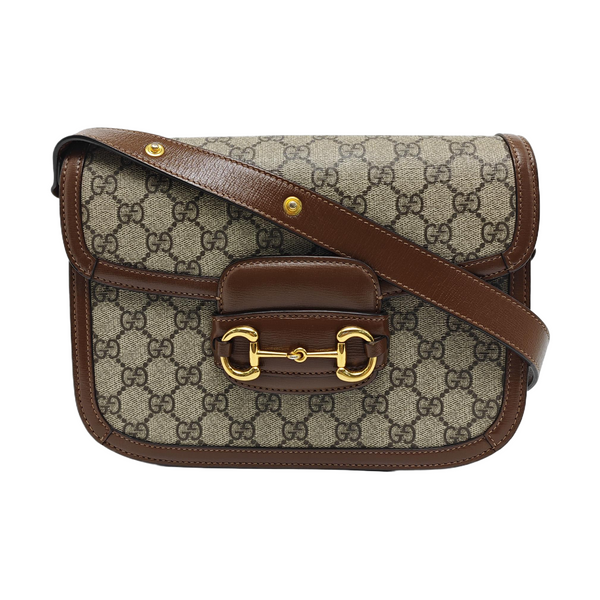 Horsebit 1955 Medium Monogram Coated Canvas Beige