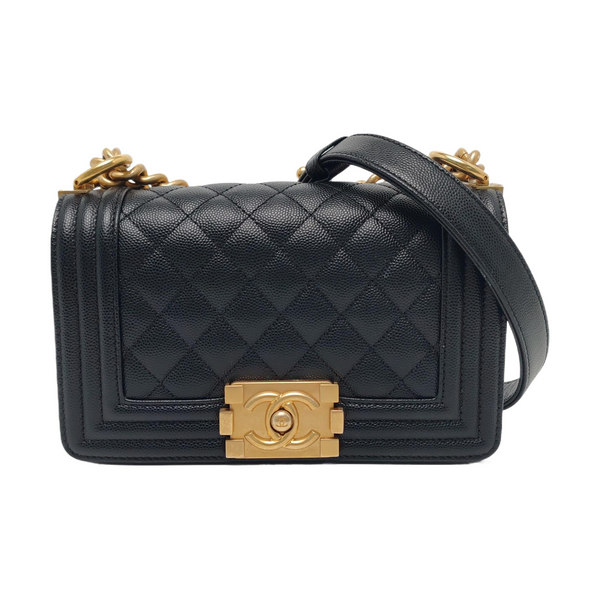 BOY CHANEL Small Quilted Grained Calfskin Black