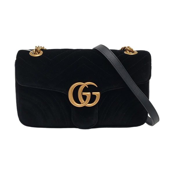 GG Marmont Medium Quilted Velvet Black